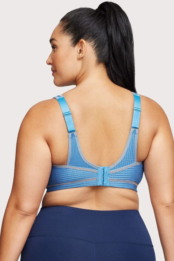 Glamorise Sport No-Bounce Camisole Elite Sports Bra, Light Denim, Back View