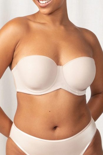 Triumph Beautiful Silhouette Strapless Bra, Beige, Front View