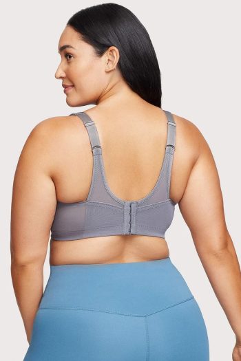 Glamorise Sport Magic Lift Seamless Sports Bra, Charcoal Grey, Back View