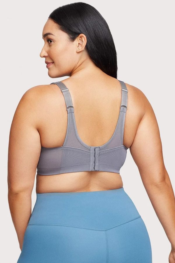 Glamorise Sport Magic Lift Seamless Sports Bra, Charcoal Grey, Back View