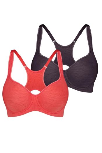 Triumph Triaction Racerback Sports Bras 2 Pack, Orange Dark Combo, Front View