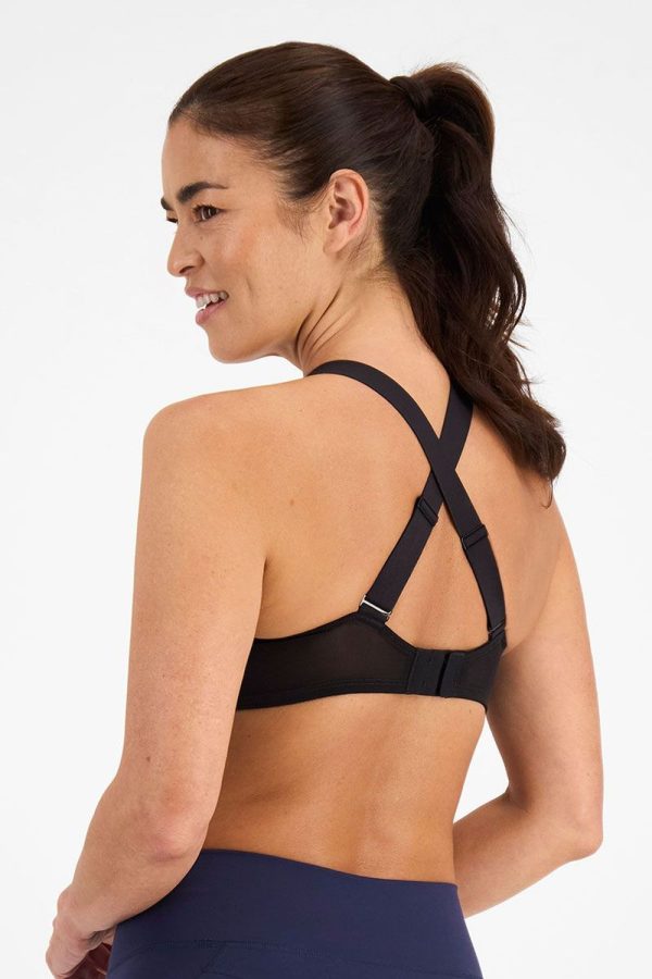 Berlei Shift Non-Padded Sports Bra, Black, Crossed Back View