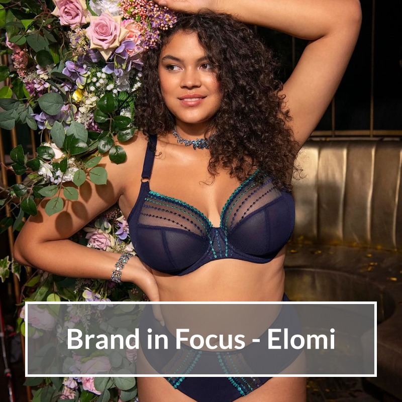 Woman posing in colourful lingerie.