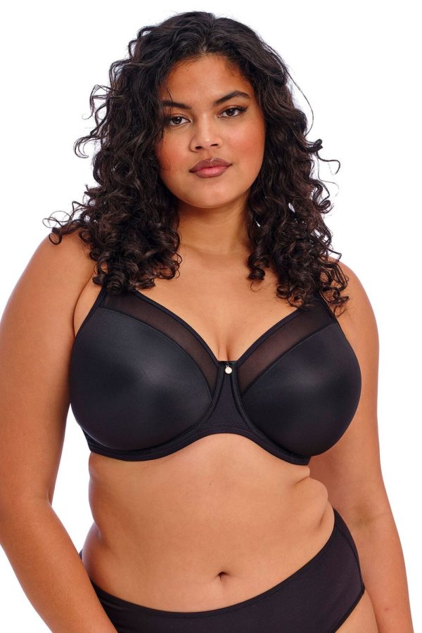 Elomi Smooth Moulded Non-Padded Bra, Black, Front View