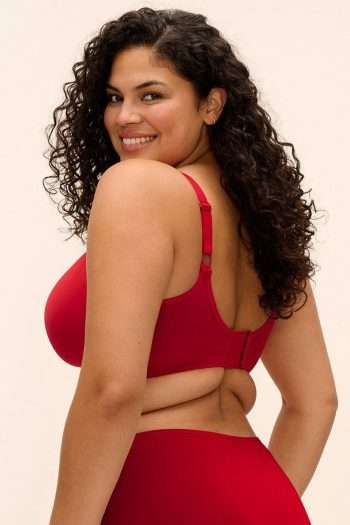 Elomi Smooth Moulded Non-Padded Bra, Haute Red, Back View