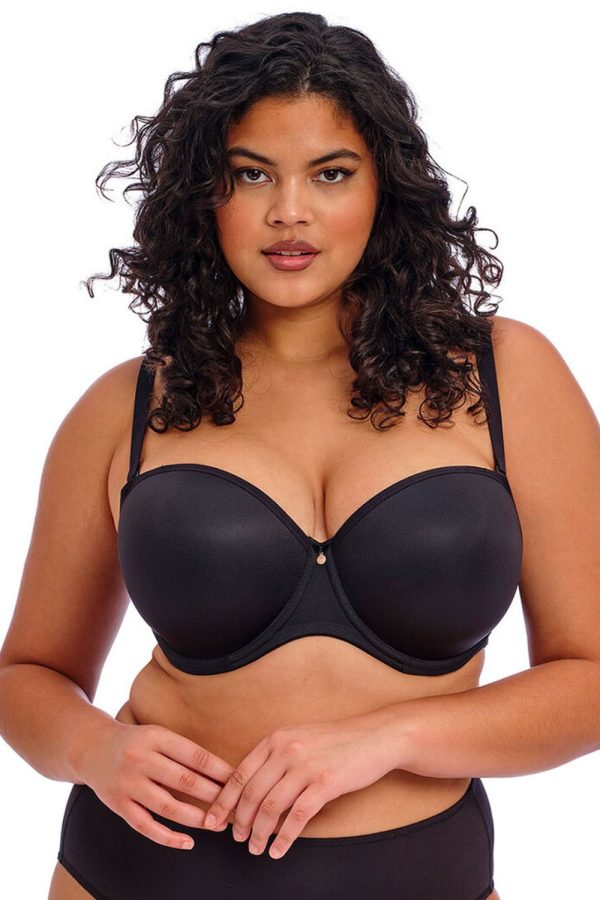 Elomi Smooth Moulded Strapless Bra, Black, Regular Strap Front View
