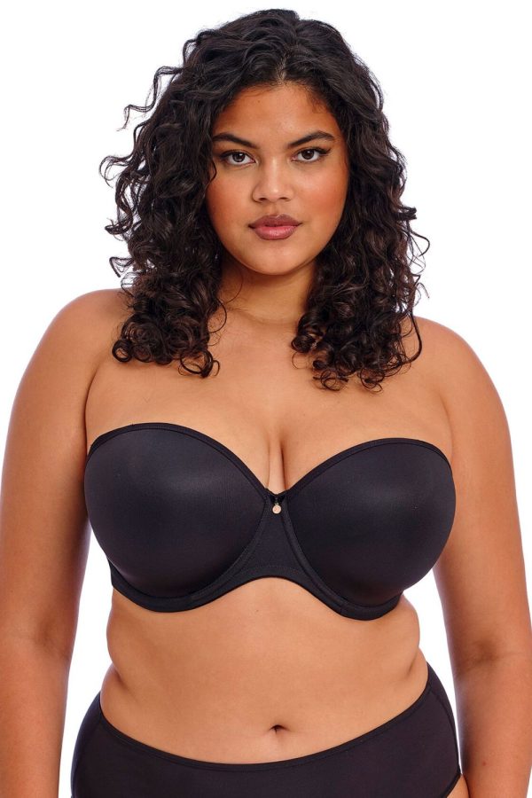Elomi Smooth Moulded Strapless Bra, Black, Strapless Front View