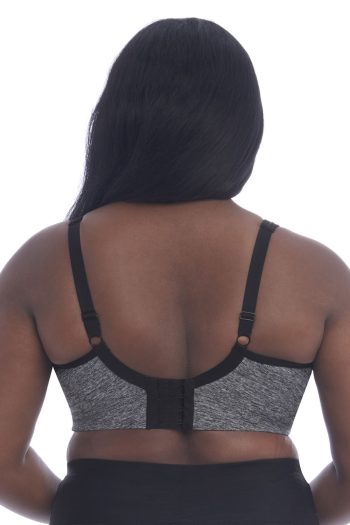 Goddess Sport Wirefree Sports Bra, Pewter Heather, Back View
