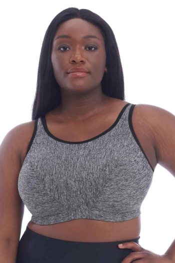Goddess Sport Wirefree Sports Bra, Pewter Heather, Front View