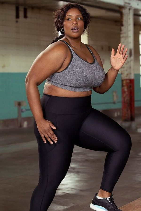 Goddess Sport Wirefree Sports Bra, Pewter Heather, Lifestyle View