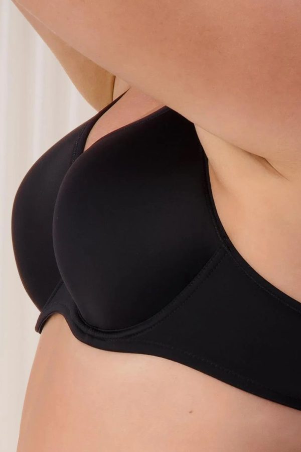 Triumph Gorgeous Luxury T-Shirt Bra, Black, Close Up View