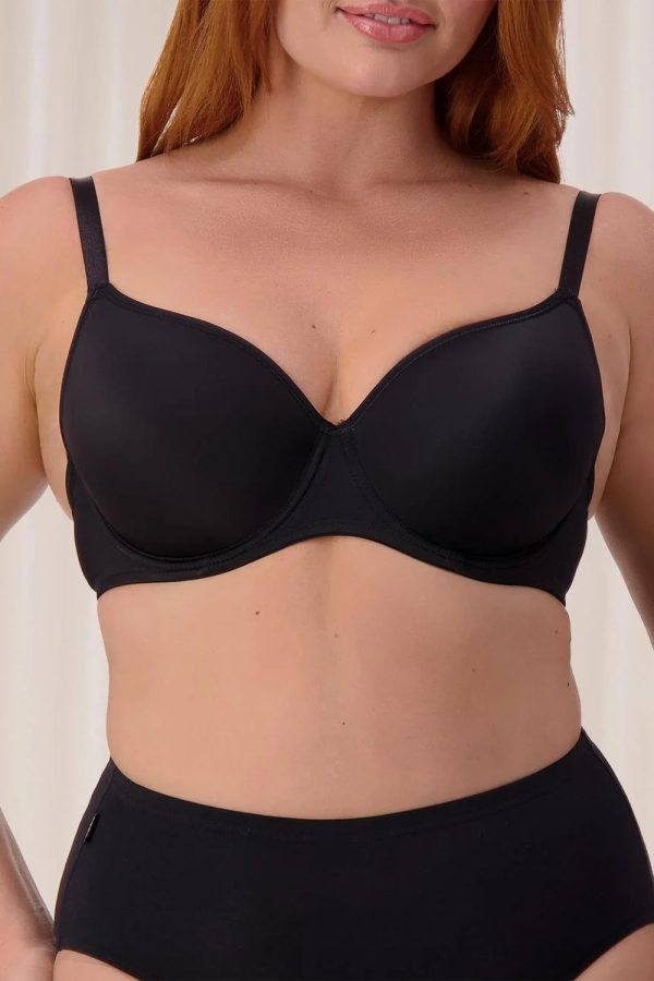 Triumph Gorgeous Luxury T-Shirt Bra, Black, Front View