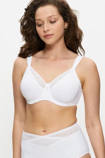 Triumph True Shape Sensation Minimiser Bra, White, Front View