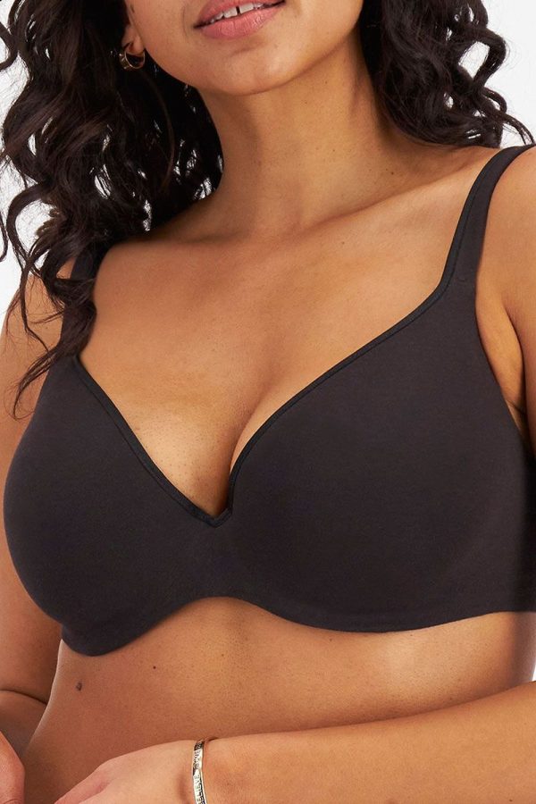 Berlei Barely There Cotton Rich Contour Bra, Black, Close Up View