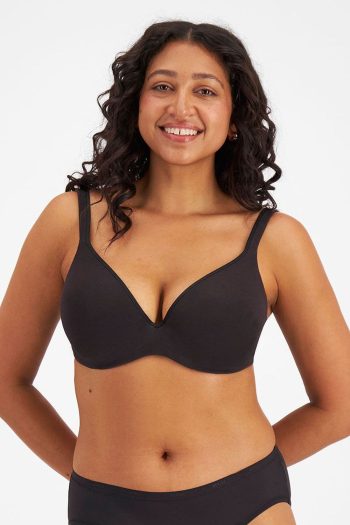 Berlei Barely There Cotton Rich Contour Bra, Black, Front View