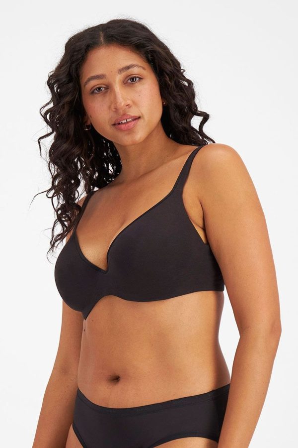 Berlei Barely There Cotton Rich Contour Bra, Black, Side View