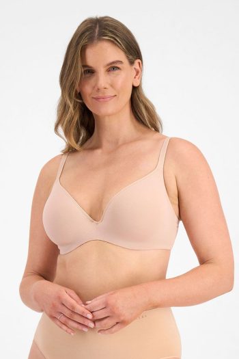 Berlei Barely There Cotton Rich Contour Bra, Nude, Front View