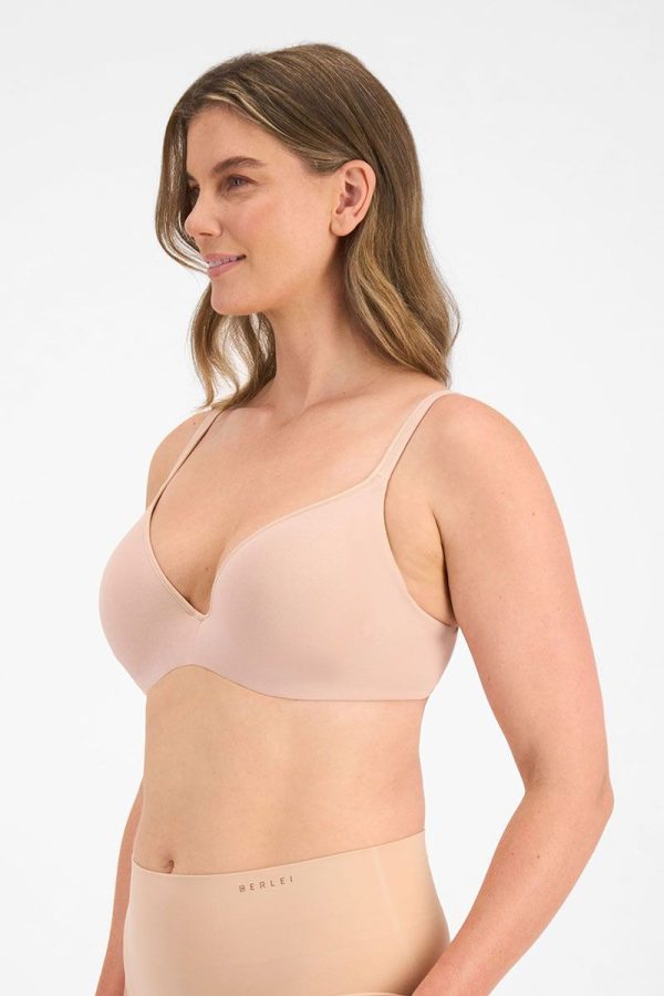 Berlei Barely There Cotton Rich Contour Bra, Nude, Side View