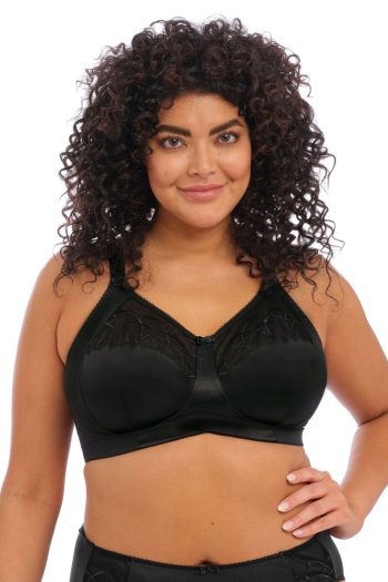 Elomi Cate Wirefree Bra, Black, Front View