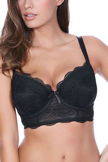 Freya Fancies Longline Bra, Black, Front View