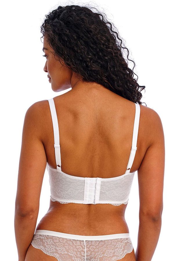 Freya Fancies Longline Bra, White, Back View