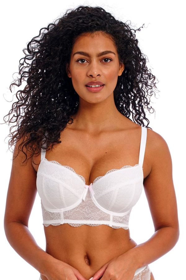 Freya Fancies Longline Bra, White, Front View