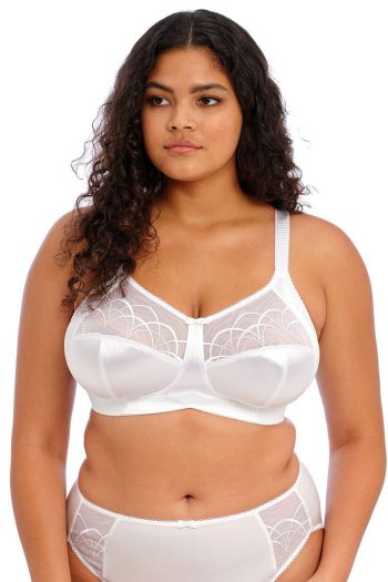 Elomi Cate Wirefree Bra, White, Front View