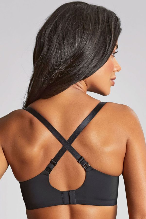Panache 365 Moulded Plunge Bra, Black, Crossed Back View