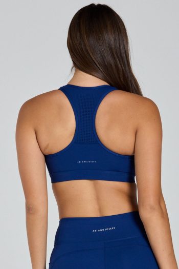 Abi and Joseph Run Swim Active Racerback Crop, Deep Ocean, Back View
