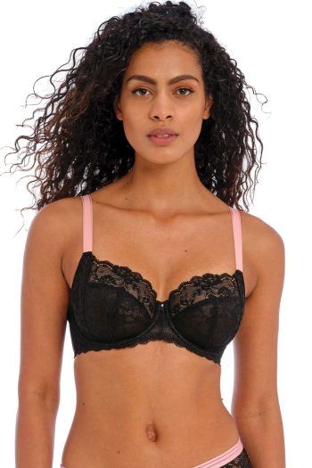 Freya Offbeat Side Support Bra, Black, Front View