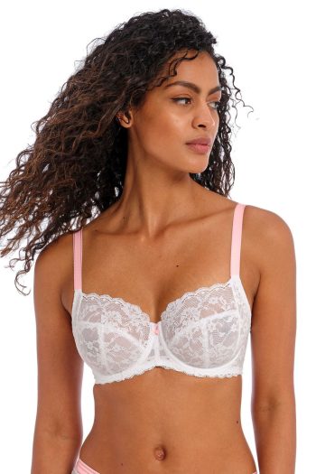Freya Offbeat Side Support Bra, White, Front View