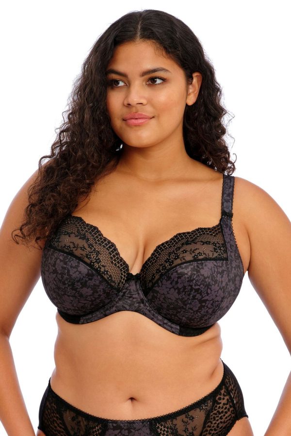 Elomi Lucie Stretch Plunge Bra, Black, Front View