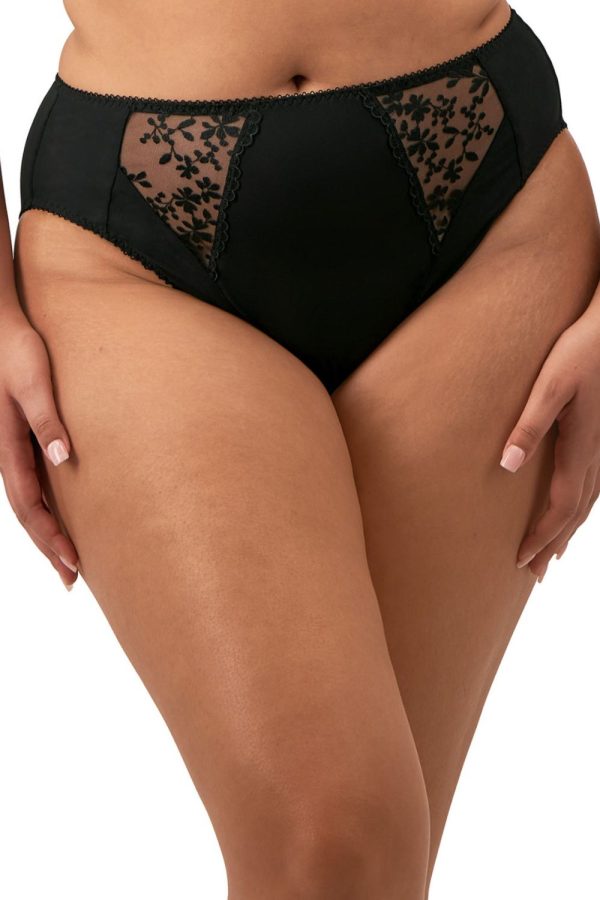 Elomi Zarla High Leg Brief, Black, Front View