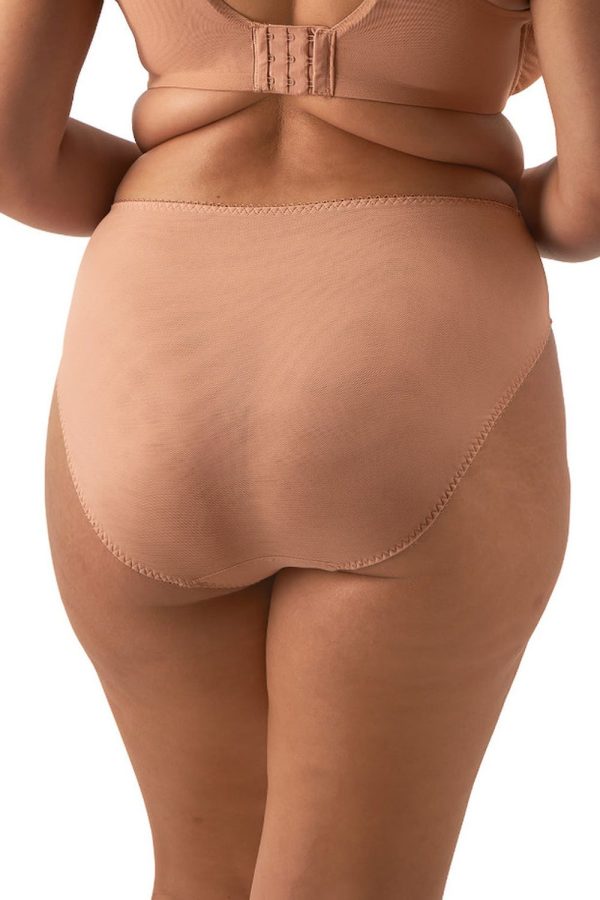 Elomi Zarla High Leg Brief, Cafe Au Lait, Back View