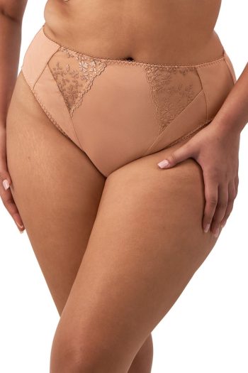 Elomi Zarla High Leg Brief, Cafe Au Lait, Front View