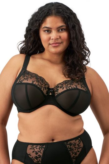 Elomi Zarla Underwire Bra, Black, Front View
