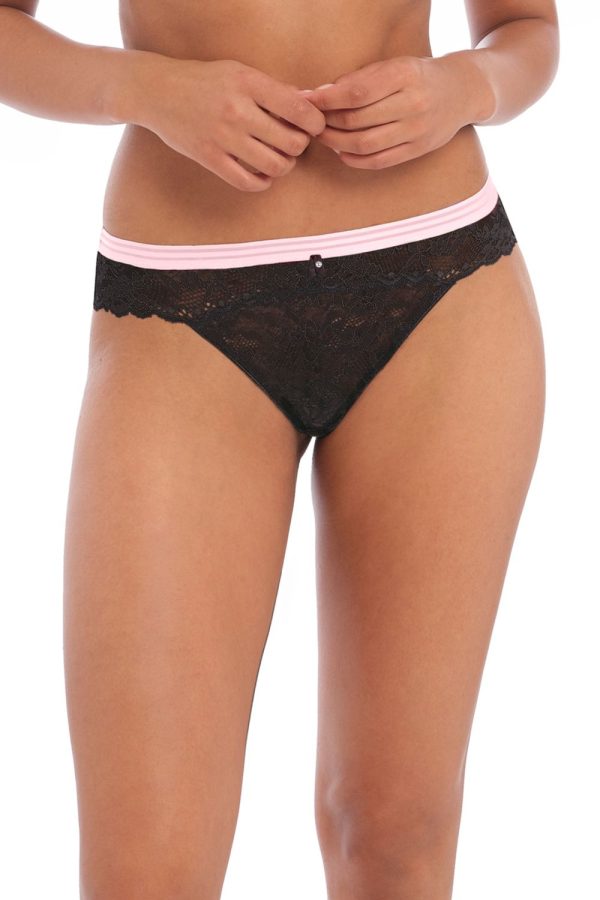 Freya Offbeat Brazilian Brief, Black, Front View