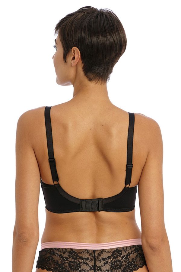Freya Offbeat Moulded Demi T-Shirt Bra, Black, Back View