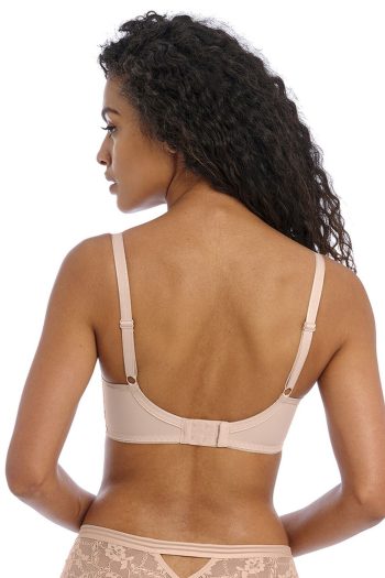 Freya Offbeat Moulded Demi T-Shirt Bra, Natural Beige, Back View