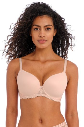 Freya Offbeat Moulded Demi T-Shirt Bra, Natural Beige, Front View