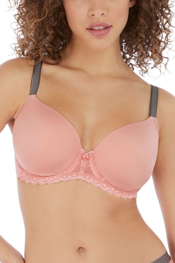 Freya Offbeat Moulded Demi T-Shirt Bra, Rosehip, Front View