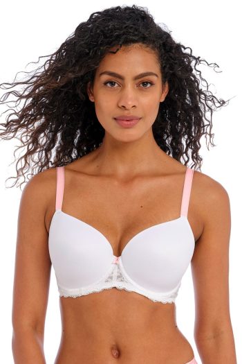 Freya Offbeat Moulded Demi T-Shirt Bra, White, Front View