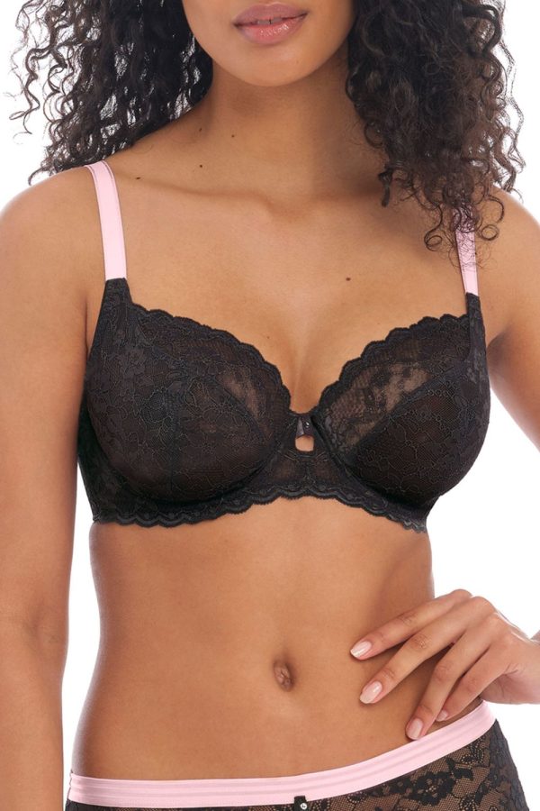 Freya Offbeat Plunge Bra, Black, Front View