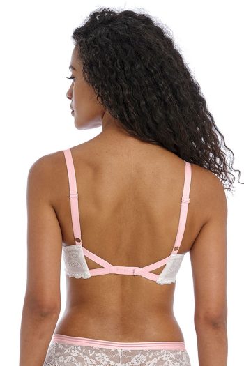 Freya Offbeat Plunge Bra, White, Back View