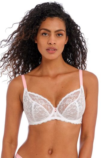 Freya Offbeat Plunge Bra, White, Front View