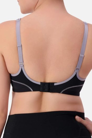 Triumph Triaction Performance Sports Bra, Black-Silver, Back View