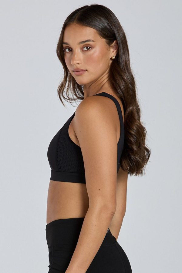 Abi and Joseph Run Swim Active Zip Front Crop, Black, Zip View