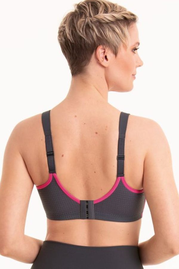 Anita Active Performance WireX Sports Bra, Anthracite-Pink, Back View