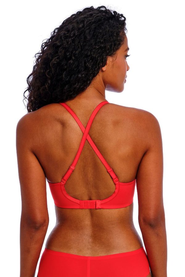 Freya Undetected Moulded T-Shirt Bra, Chilli Red, Crossed Back View