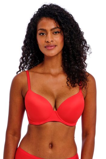 Freya Undetected Moulded T-Shirt Bra, Chilli Red, Regular Front View